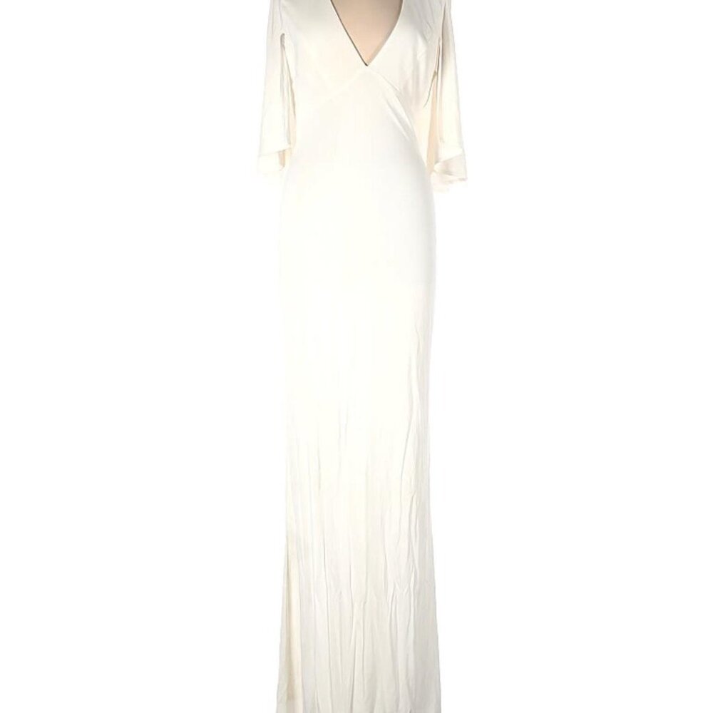 ABS Allen Schwartz cream and white long dress